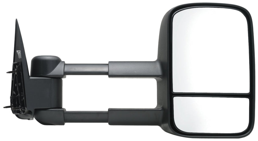 K Source Extendable Passenger Side Towing Mirror For 1999-2007 Escalade, Avalanche, Suburban, Tahoe, Yukon, Silverado, Sierra, Silverado/Sierra Classic. Textured Black, Manual, Dual Lens, Foldaway