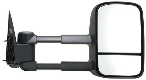 K Source Extendable Passenger Side Towing Mirror For 1999-2007 Escalade, Avalanche, Suburban, Tahoe, Yukon, Silverado, Sierra, Silverado/Sierra Classic. Textured Black, Manual, Dual Lens, Foldaway