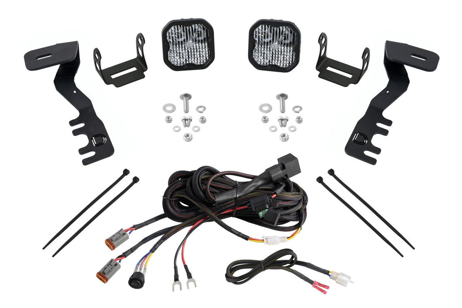 Diode Dynamics Backlit Stage Series Ditch Light Kit compatible with Toyota Tacoma 2024-2026, SS3 Sport White Combo