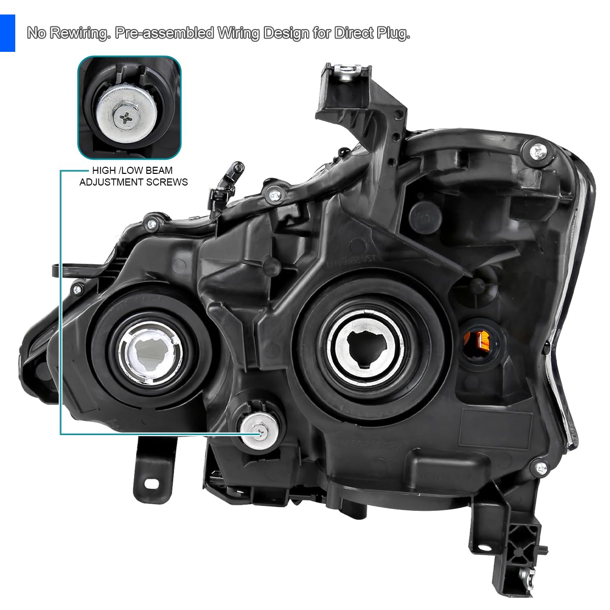 Right Passenger Side SPEC-D TUNING Chrome Projector Headlight Compatible with 2013-2015 Nissan Altima Sedan, Headlamp Assembly