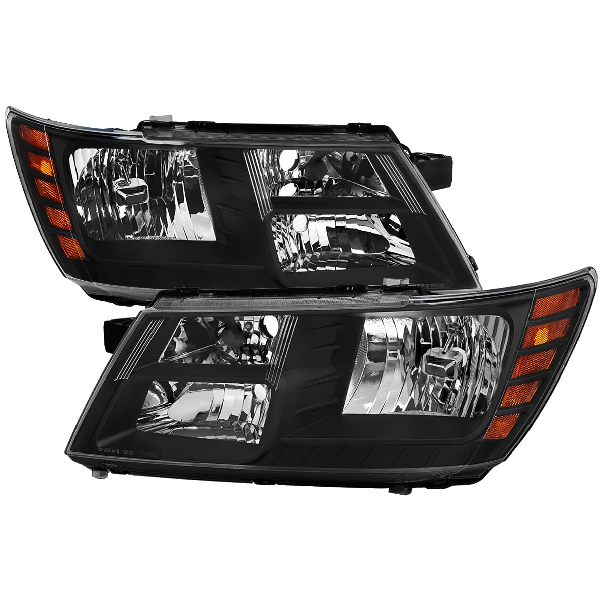 Black Headlights SPEC-D TUNING Compatible with 2009-2020 Dodge Journey, Left + Right Pair Headlamps Assembly
