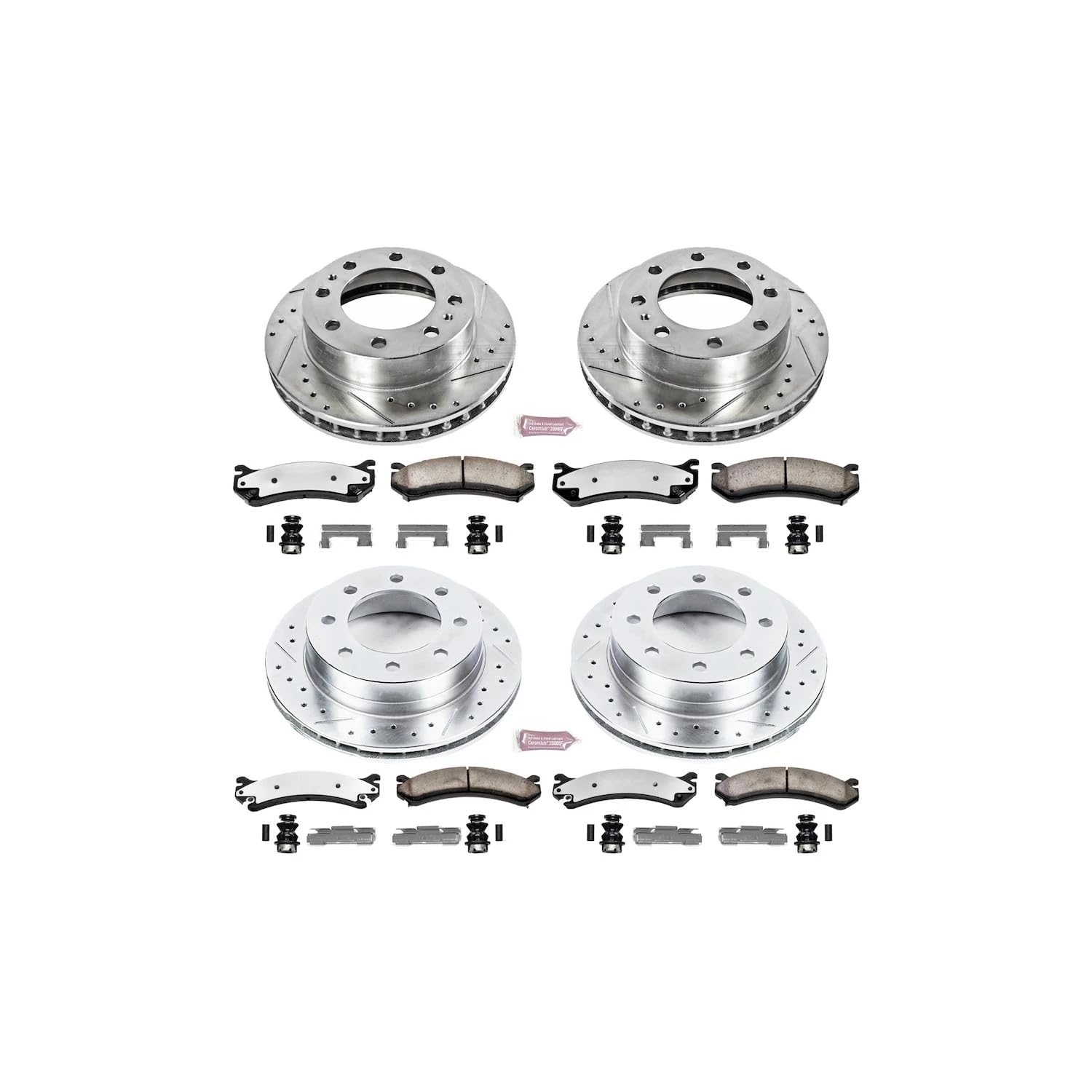 Brake Kit Power Stop Front and Rear For 2003 Chevrolet Silverado 1500 HD - Truck & Tow Carbon Fiber Ceramic Pads & Drilled and Slotted Rotors Replacement, K4426-36