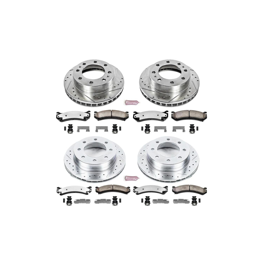 Brake Kit Power Stop Front and Rear For 2003 Chevrolet Silverado 1500 HD - Truck & Tow Carbon Fiber Ceramic Pads & Drilled and Slotted Rotors Replacement, K4426-36