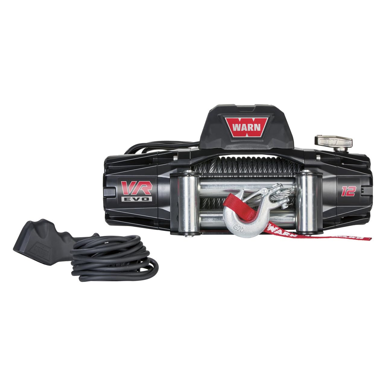 12 WARN 103254 VR EVO Electric 12V DC Winch with Steel Cable Wire Rope: 3/8" Diameter x 85' Length, 6 Ton (12,000 lb) Pulling Capacity