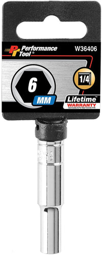 W36406 Performance Tool 1/4-Inch Drive 6mm 6pt Deep Wall Socket