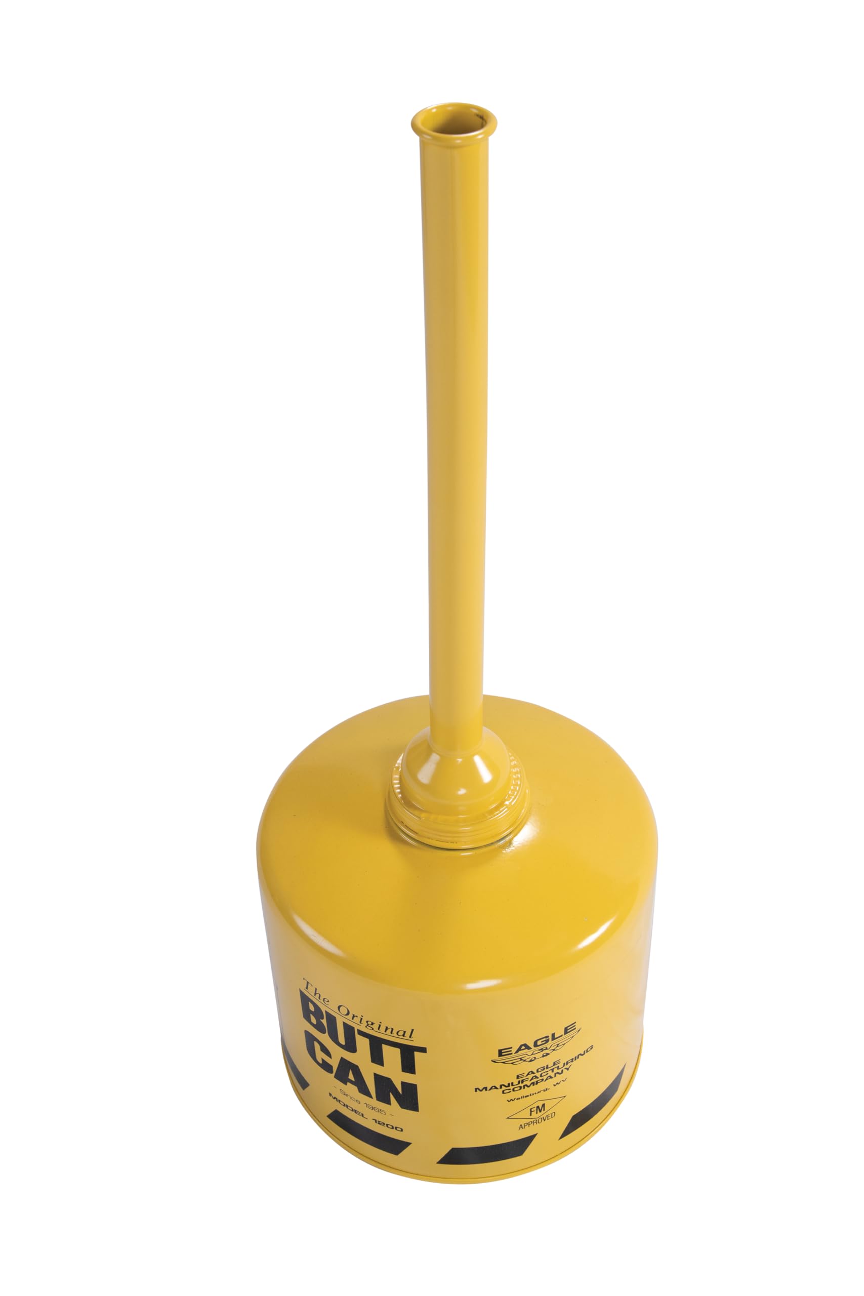 Eagle Yellow 1200YELLOW All Metal Galvanized Steel Original Butt Can, 5 gallon Capacity, 33" Height, 12" Diameter