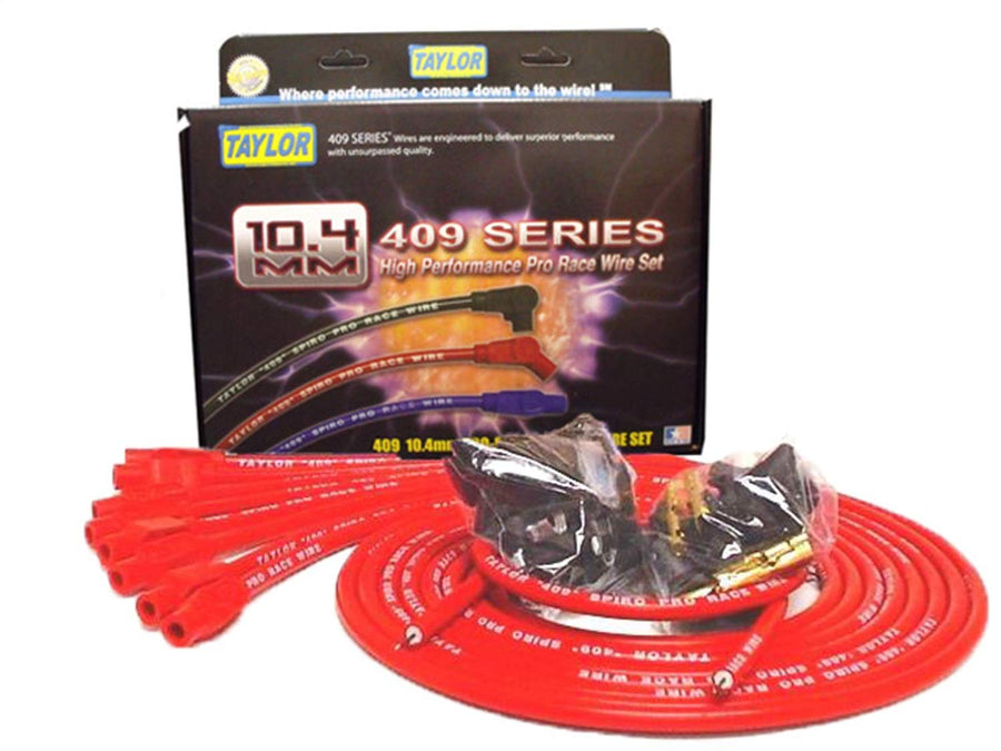 10.4mm Taylor Cable 79255 Red Universal Fit 8-Cylinder Spiro Pro Race Spark Plug Wire Set