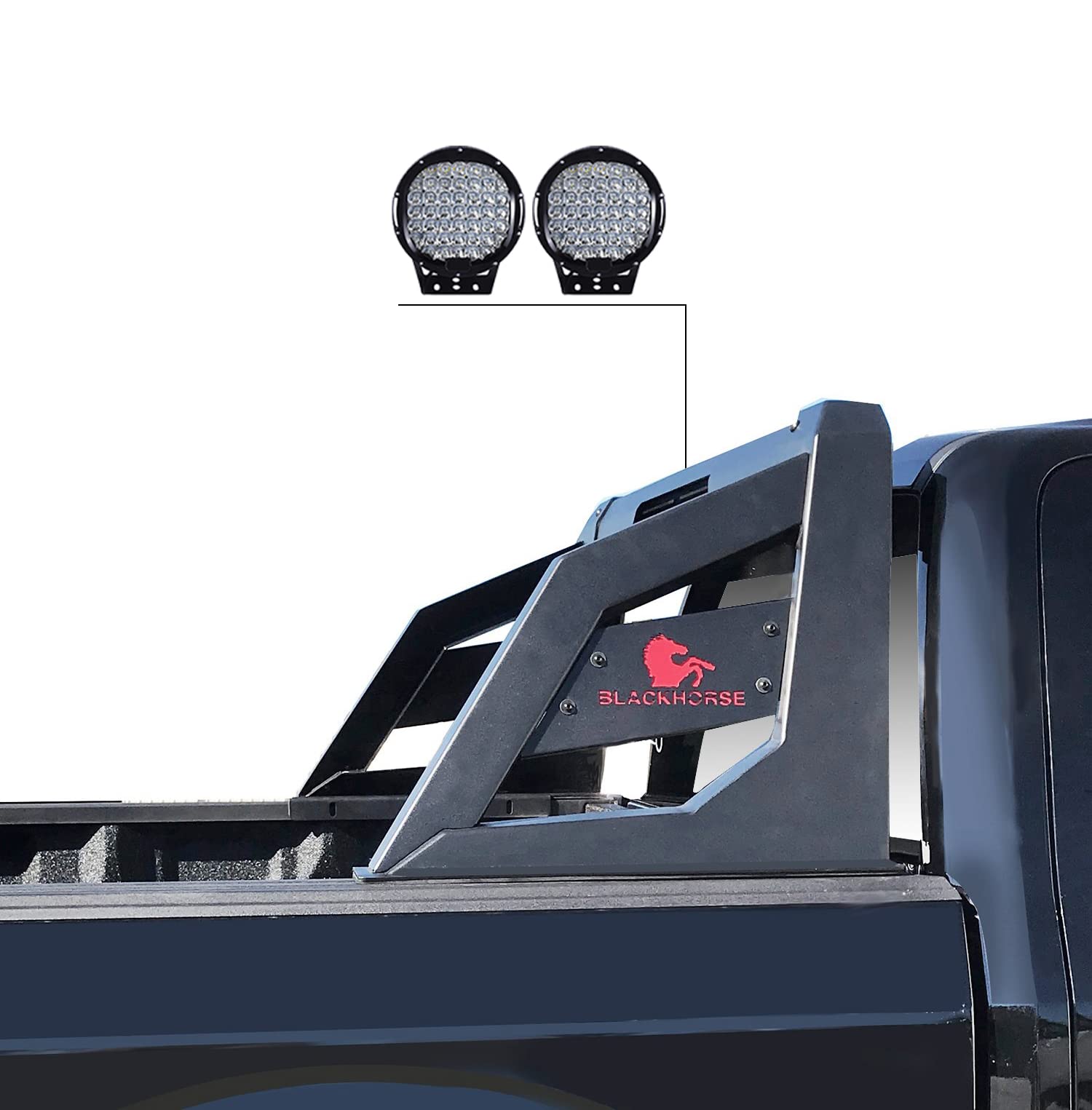 Armour Roll Bar Kit Black Horse for 1/2 Ton Trucks (GMC-Chevrolet-Ford-Dodge) Matte Black RB-AR1B-PL69B