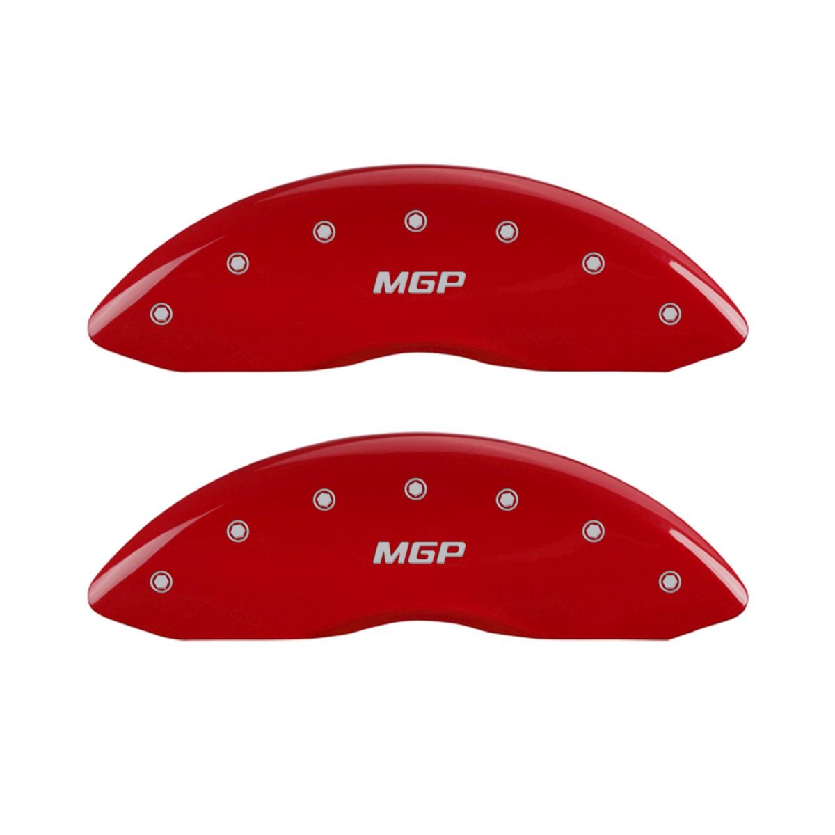 SET OF 4 CALIPER COVERS, REAR AND FRONT: MGP, RED, SILVER CHARACTERS