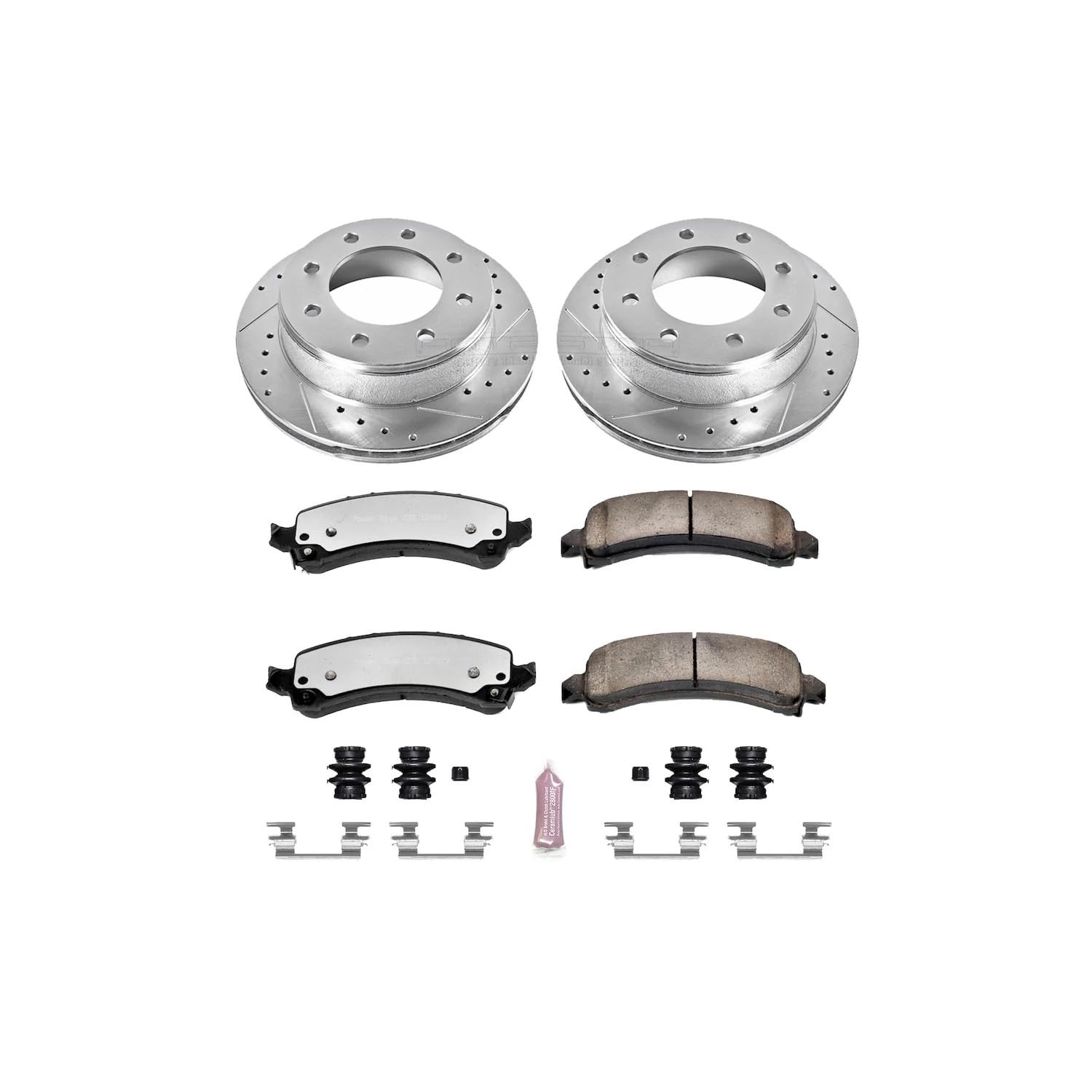Power Stop K6251-36 Z36 Rear Truck & Tow Brake Kit, Carbon Fiber Ceramic Brake Pads and Drilled/Slotted Brake Rotors