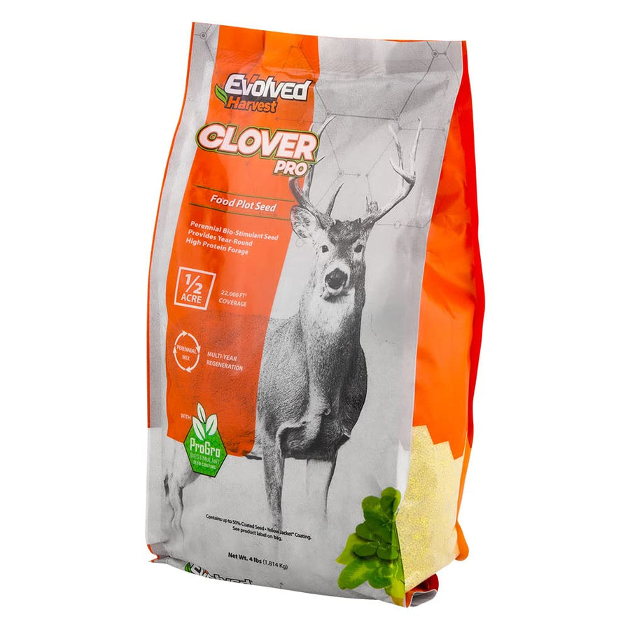 Clover Pro Evolved Harvest Food Plot Seed with Biostimulant Coating - Vital Nutrient Forage for Deer, 4 Lbs.