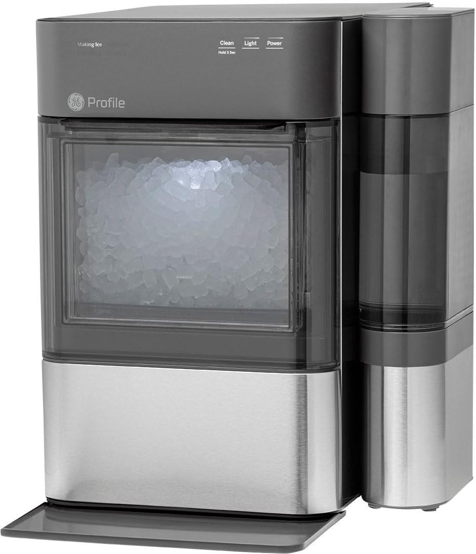Opal 2.0 GE Profile with 0.75 Gallon Tank, Chewable Crunchable Countertop Nugget Ice Maker, Scoop included, 38 lbs in 24 hours, Pellet Ice Machine with WiFi & Smart Connected, Stainless Steel