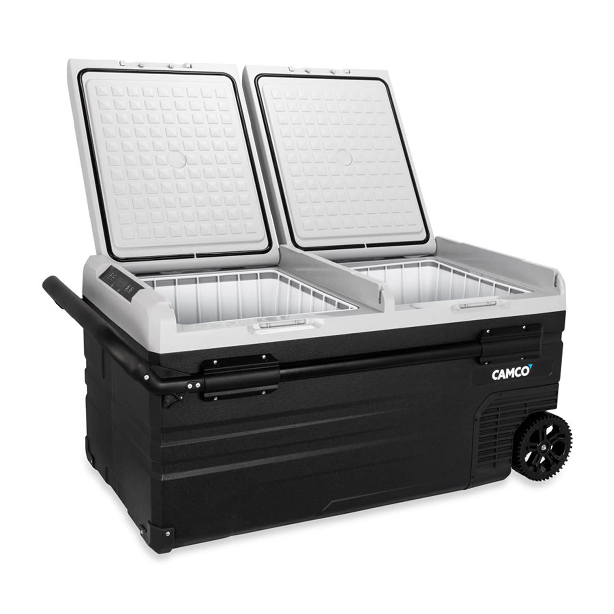 CAM-950 Camco 51522 Portable Refrigerator, AC 110V/DC 12V Compact Fridge/Freezer with Dual Zone Cooling, 95-Liter - Keeps Food and Drinks Cold While On-the-Go - Ideal for Road Trips, RVing, Camping