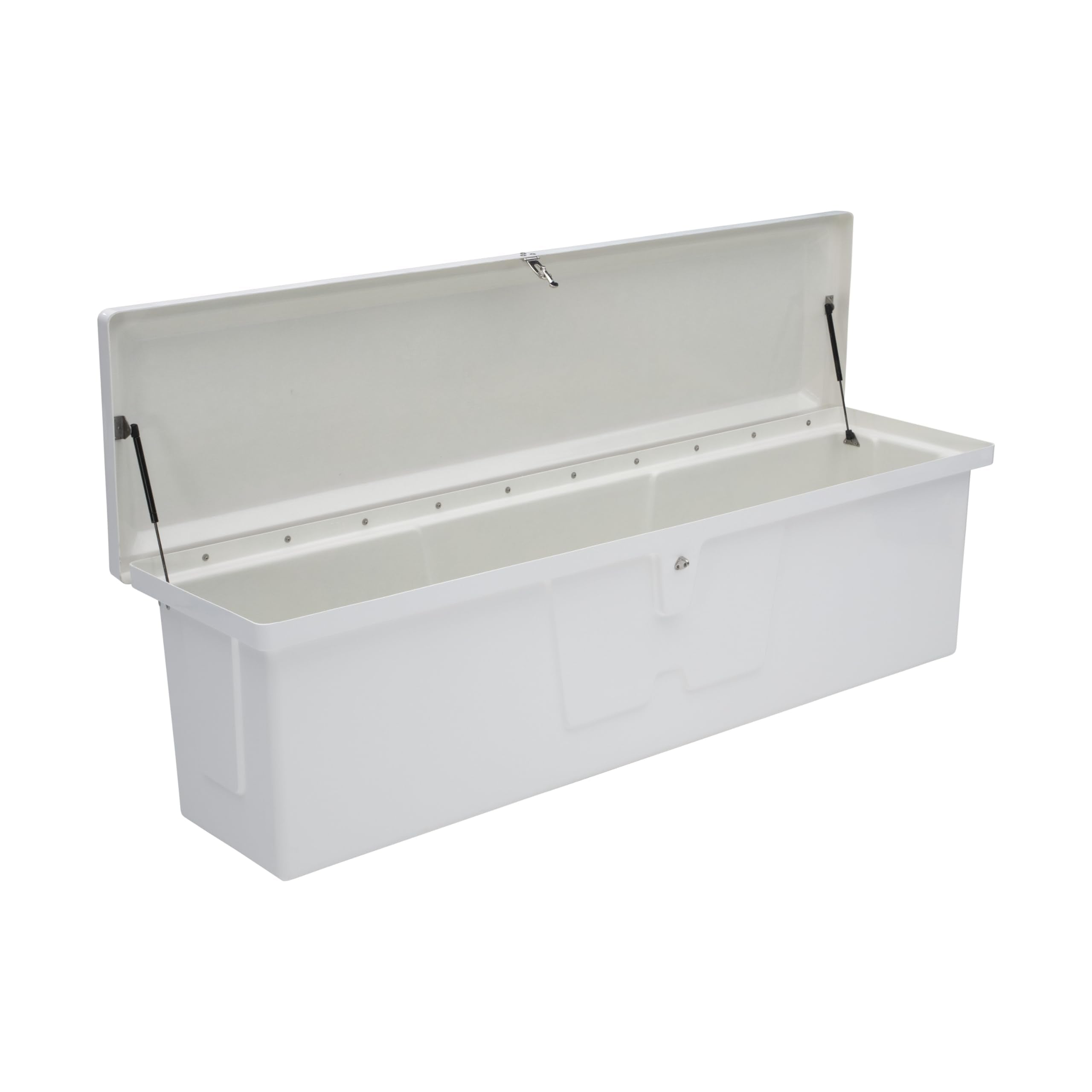 Stow 'N Go Medium Fiberglass Dock Box TAYLOR MADE PRODUCTS, White (24"H x 72"W x 23"D) – Fiberglass construction, UV gelcoat finish, stainless steel lockable latch and hardware – 2020108642