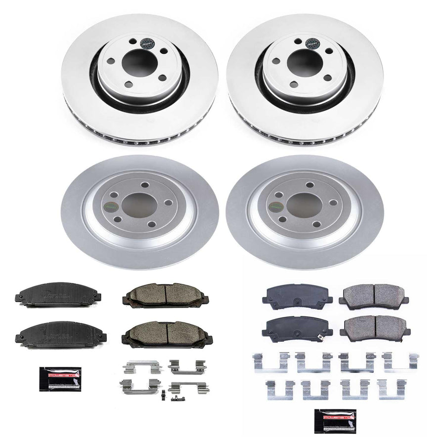Power Stop CRK6808 Front and Rear Brake Kit- Coated Brake Rotors & Z17 Ceramic Brake Pads For Ford Mustang 2015-2020 [Model Specific]