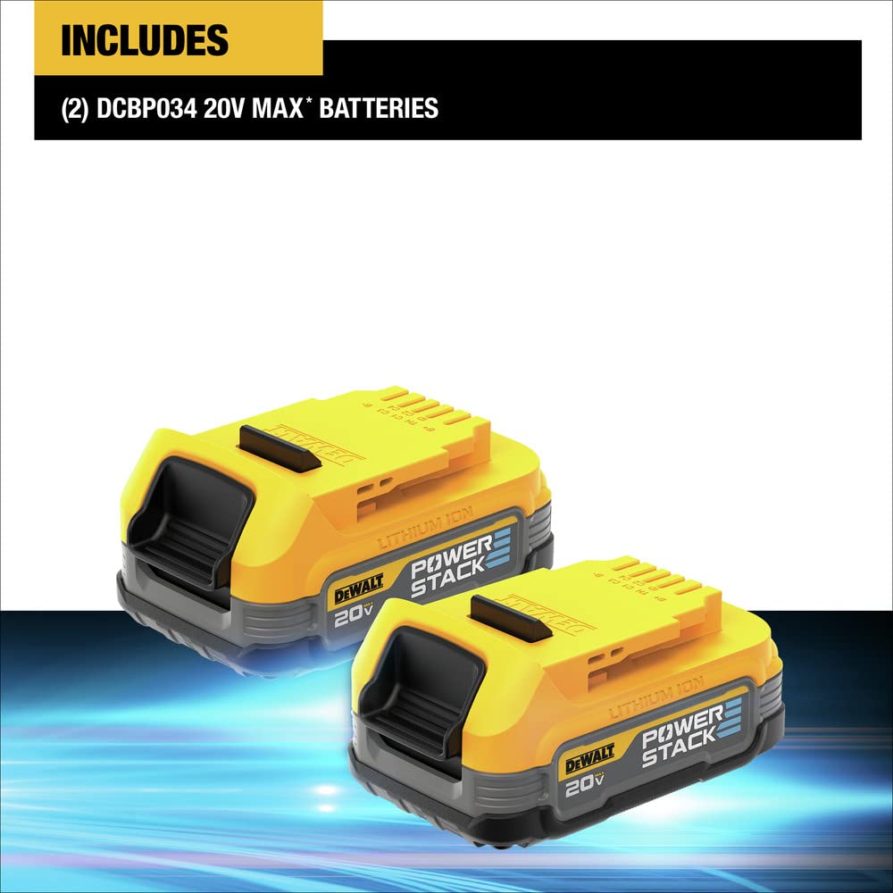 20V MAX DEWALT POWERSTACK Lithium Ion Battery 2 Pack (DCBP034-2)
