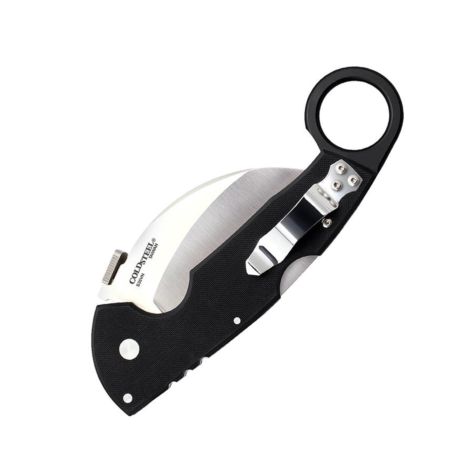 Tiger Claw Cold Steel Folding Knife with Tri-Ad Lock and Pocket Clip, Plain Edge, 3.25 in