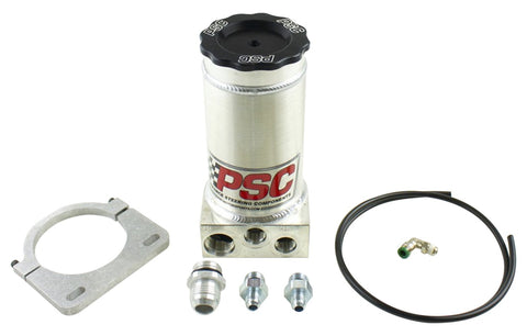 PSC Motor Sports Power Steering Pump Reservoir Gen IV SR146-6-10 8.25 in. w/Clamp Number 6 Return And Number 10 Feed
