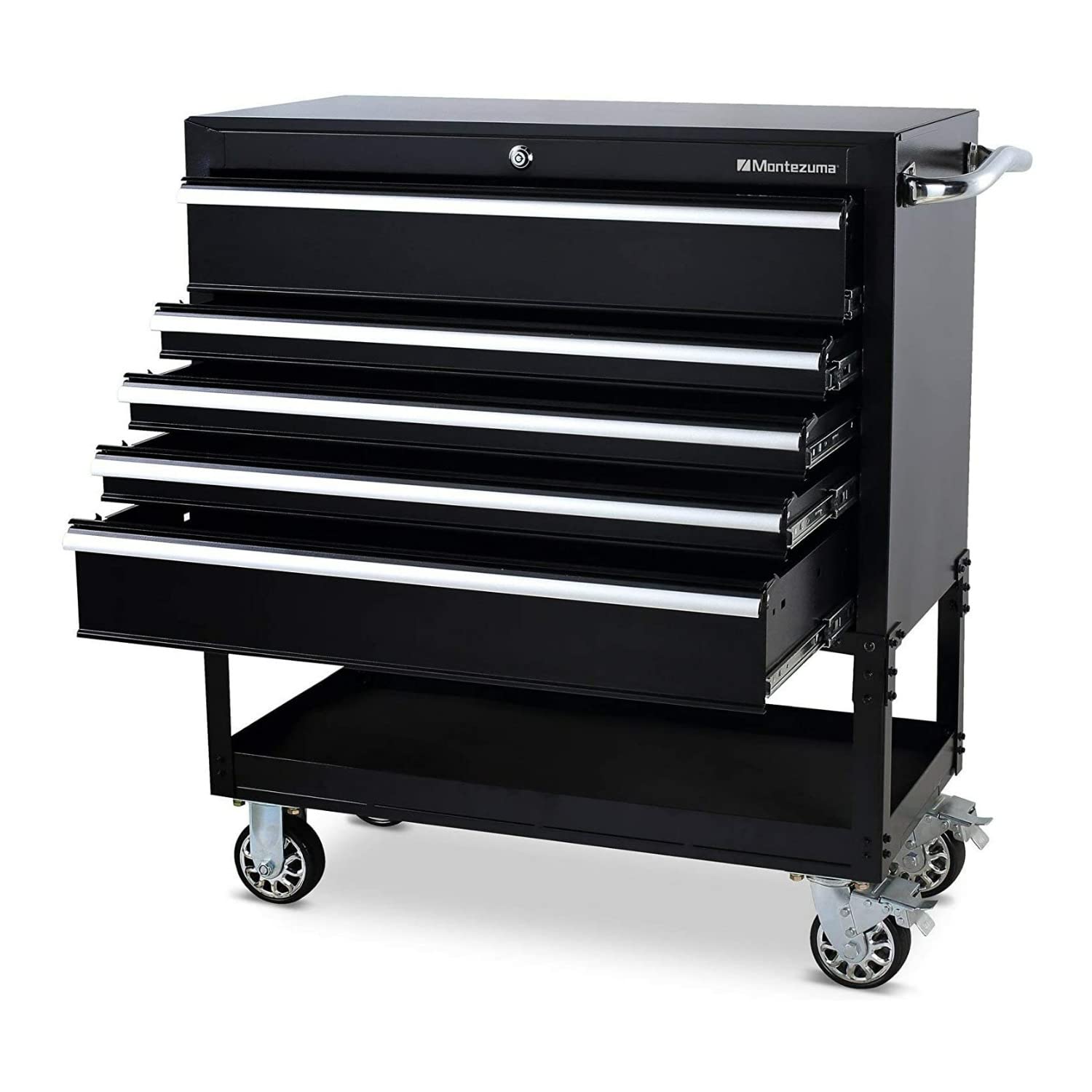 Montezuma 5 Drawer Utility Cart 36" with Multi-Tier Design & Latching Drawers