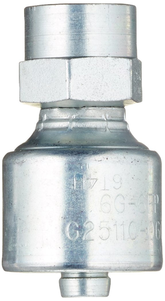 Gates MegaCrimp 6G-6FP Couplings, Female Pipe, NPTF Without 30 Cone Seat, Zinc Plated Carbon Steel, 2.06", 3/8" ID (Pack of 5)