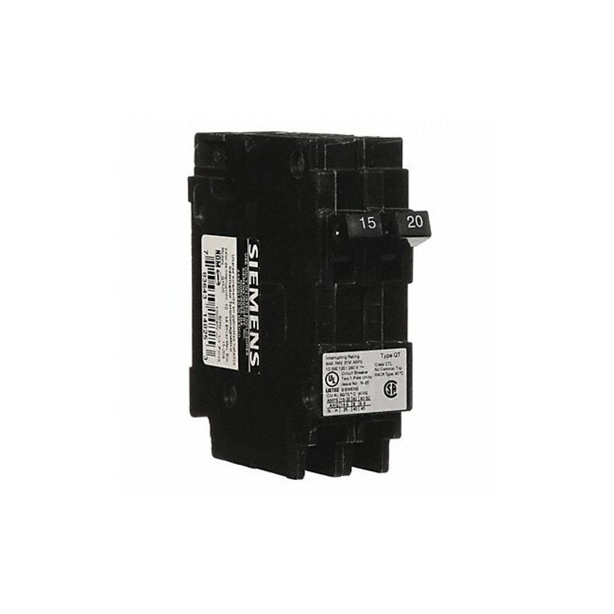 Siemens 15/20 Amp Tandem Single-Pole Type QT Circuit Breaker Q1520