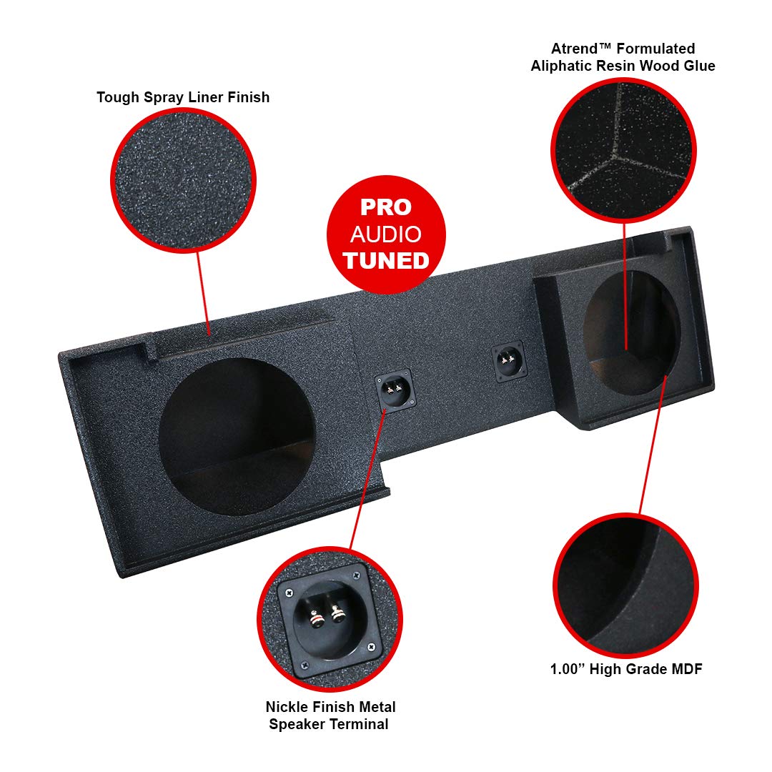 Atrend A102-12 12-Inch Atrend Series Dual Down-Fire Subwoofer Boxes with Bed Liner Finish