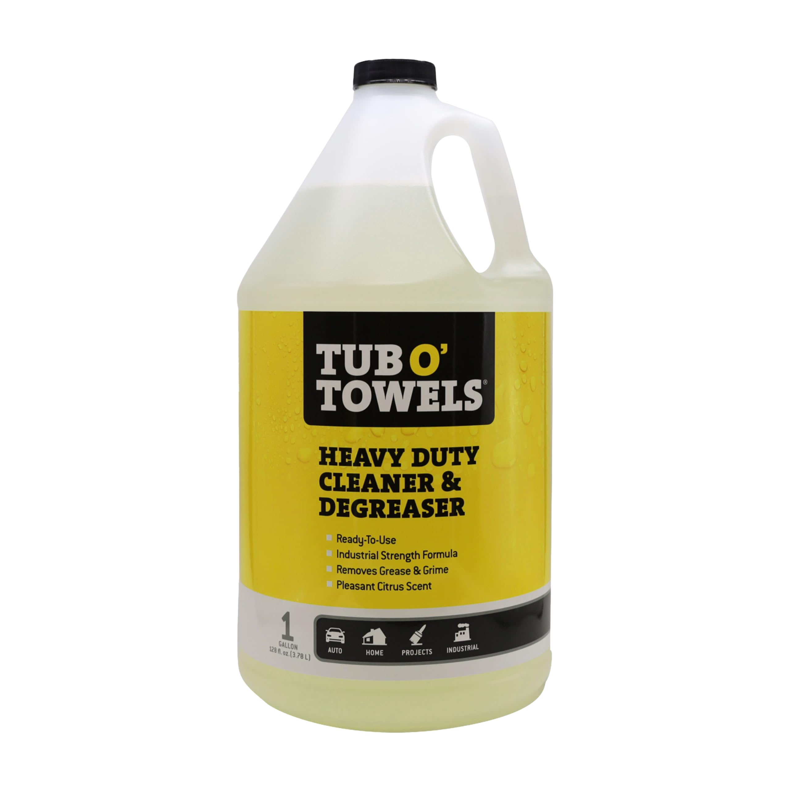 Heavy Duty Tub O' Towels Cleaner and Degreaser Spray Helps in Removing Oil Tar Paint Dirt Caulk Grease Grime Gunk Epoxies, Industrial Strength, Home & Auto, Made In USA, Citrus Scent, 1 Gallon