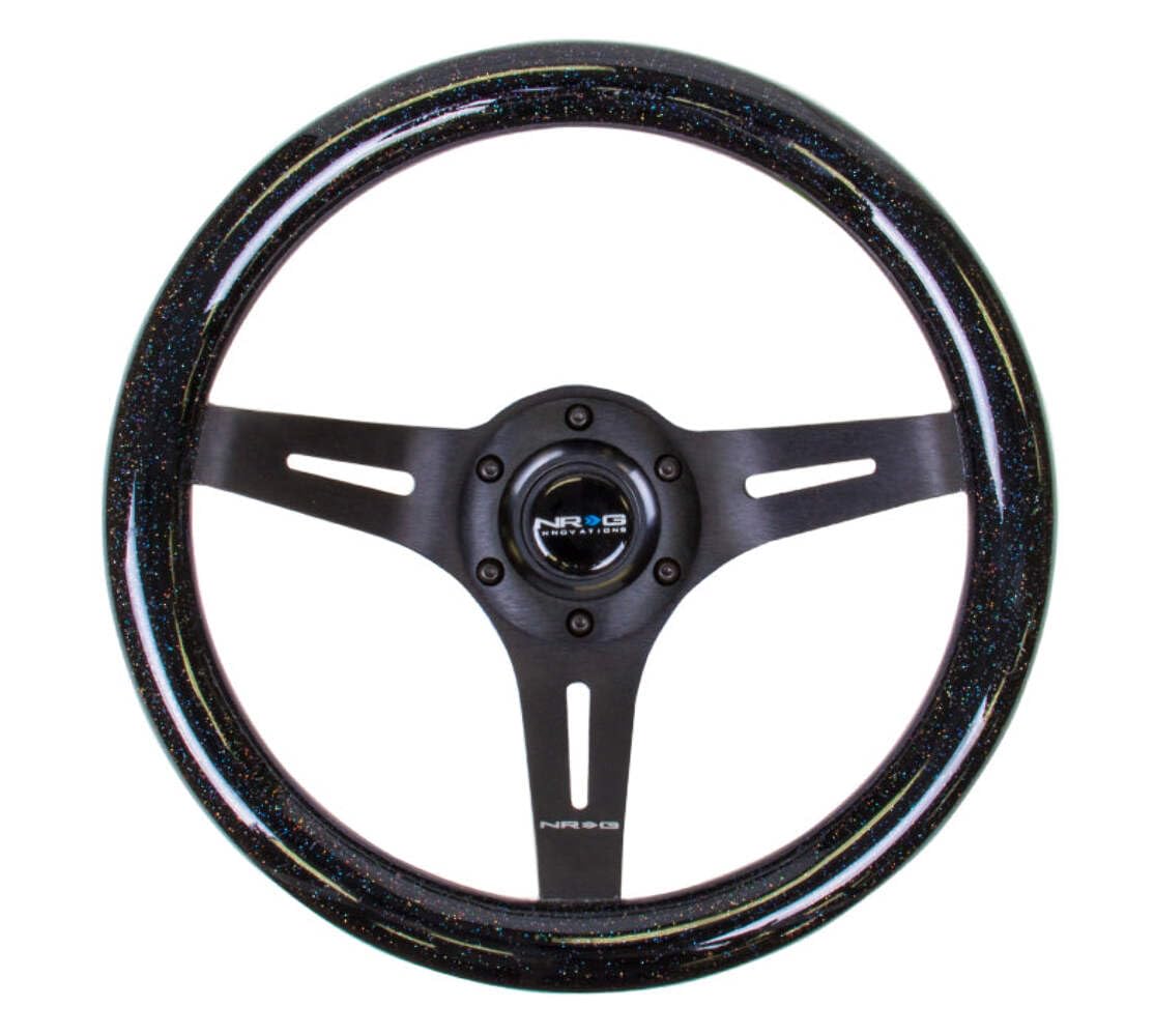 NRG Innovations Steering Wheel NRG-ST-310BSB-BK - 310mm, Classic Dark Wood Grain Wheel, Black Line Inlay, 3 Spoke Center in Black