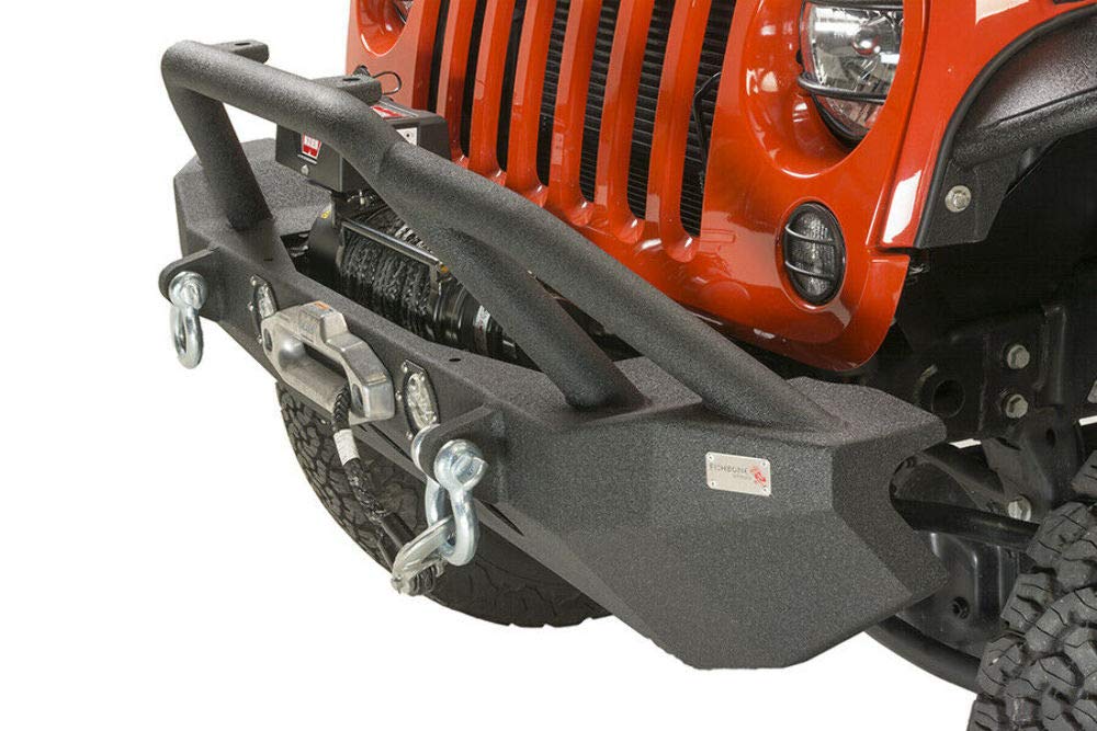 Fishbone Offroad Jeep JK Full Width Winch Bumper W/LEDs Black Textured Powercoated 07-17 Wrangler JK