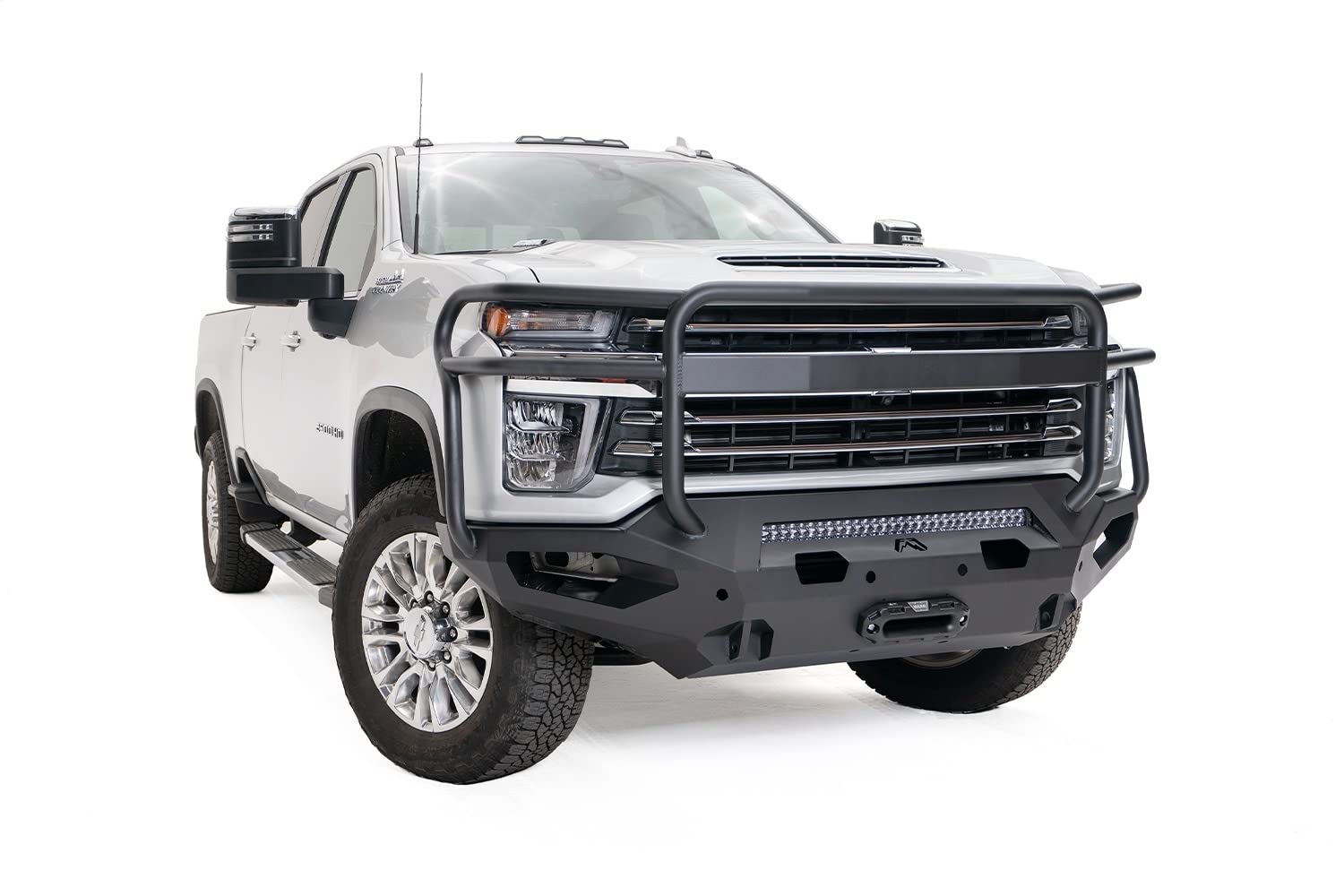 Fab Fours Matrix CH20-X4950-B Full Width Raw Front Winch HD Bumper with Brush Guard