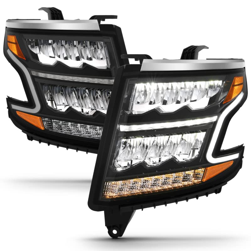 LED HEADLIGHT ANZO PLANK STYLE BLACK CLEAR W/SEQUENTIAL AMBER 111478