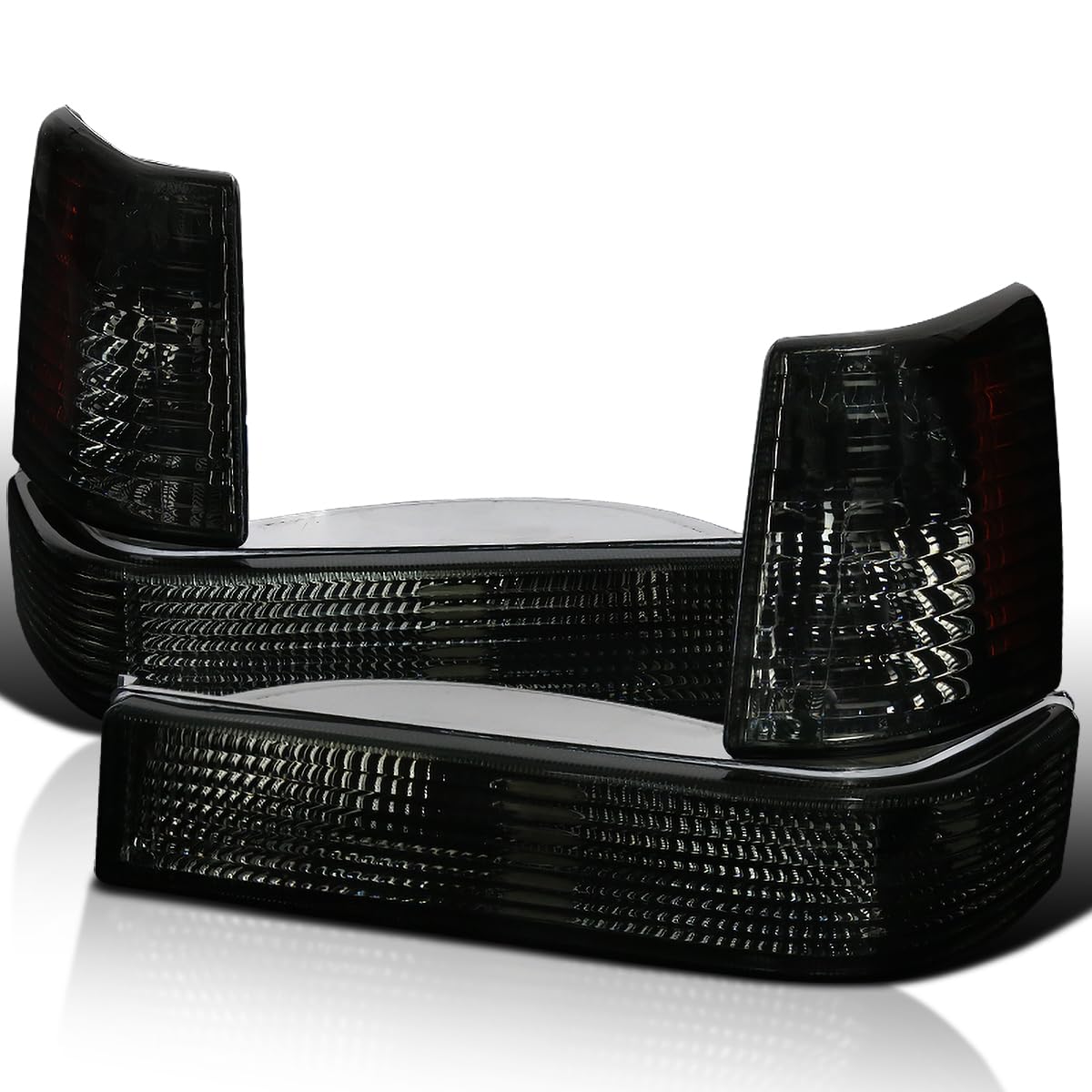 Spec-D Tuning Bumper Park & Signal Smoke Corner Lights Amber Reflector for 1993-1996 Jeep Grand Cherokee Left + Right Pair