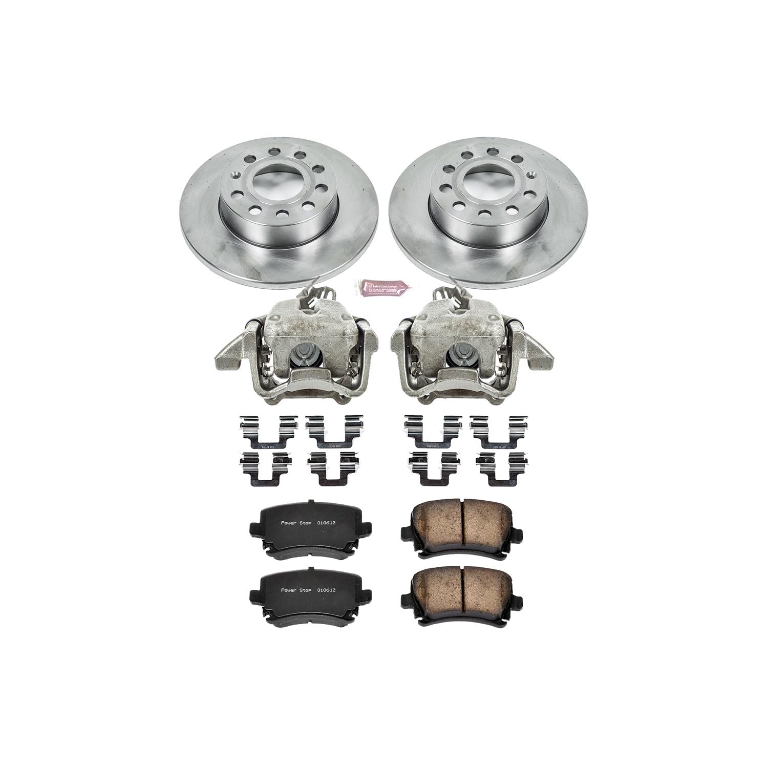 Power Stop KCOE4627A 1-Click OE Replacement Brake Kit with Calipers For Audi A3 2008, Volkswagen Jetta 2005-2010, Volkswagen Rabbit 2006-2009 [Model Specific]