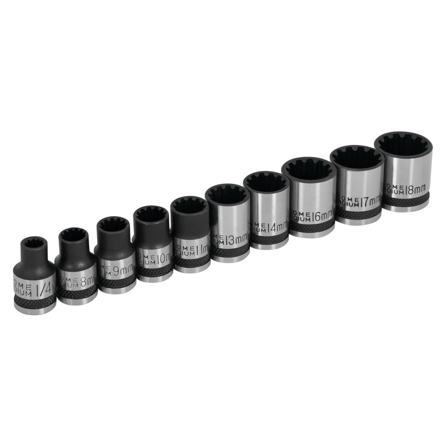3/8-Inch Drive Performance Tool W38194 Universal Spline Socket Set, 10 piece Metric and SAE