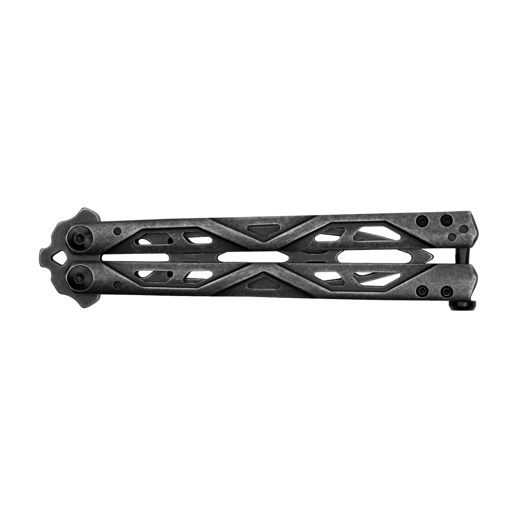 Balanza Kershaw Flipping Butterfly Trainer Knife, BlackWash Design, 4.3 Inch Rounded Stainless Steel Drop Point Blade, EDC Knife with Manual Opening, Butterfly Pocket Knife for Men and Women