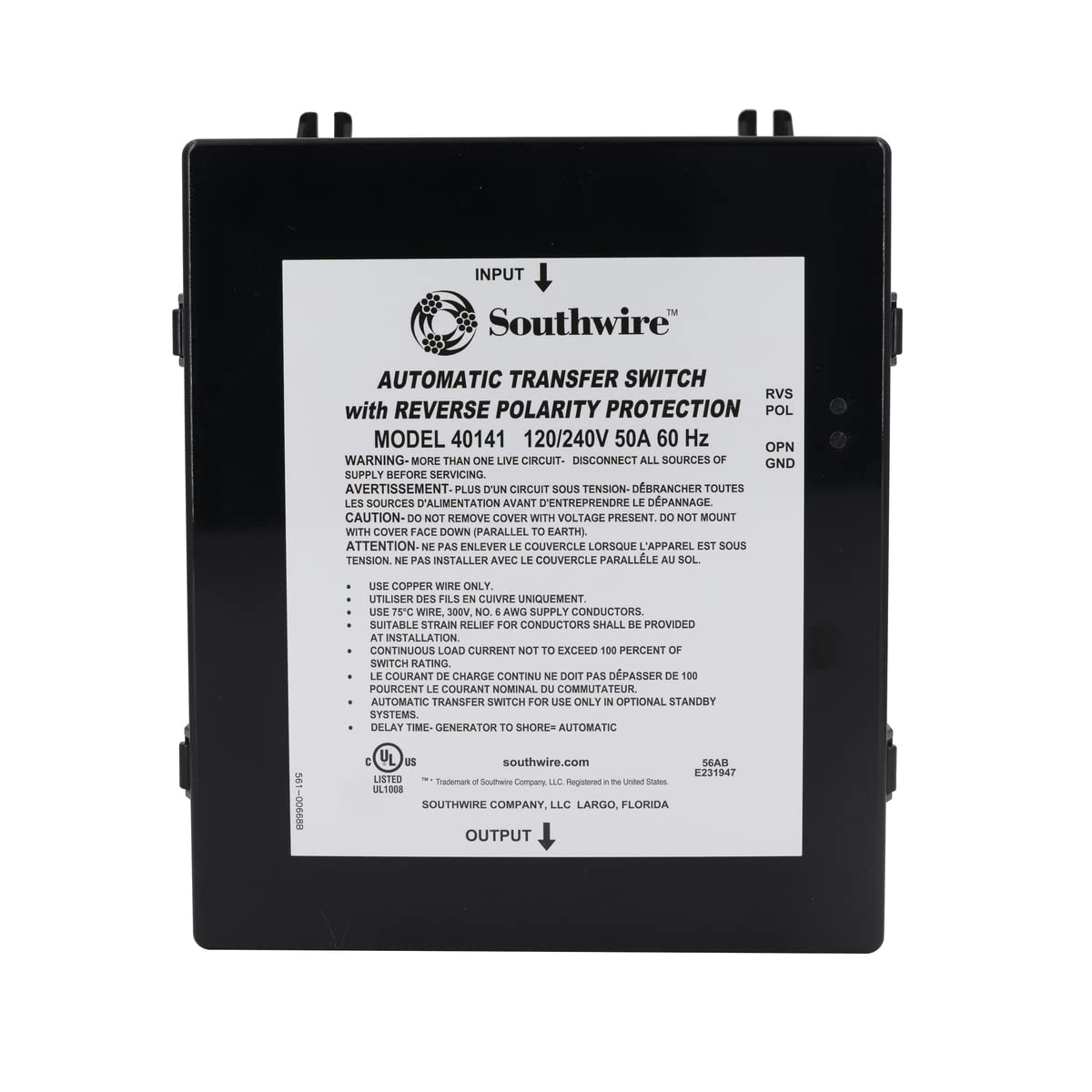 Reverse Polarity 50A Transfer Switc