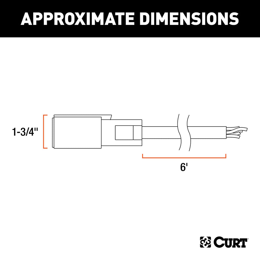 CURT 56611 7-Pin RV Blade Trailer Wiring Harness Plug, Extreme Temperature, Cold Weather 6-Foot Blunt-Cut Wires, -40F to 221F Degree Rating