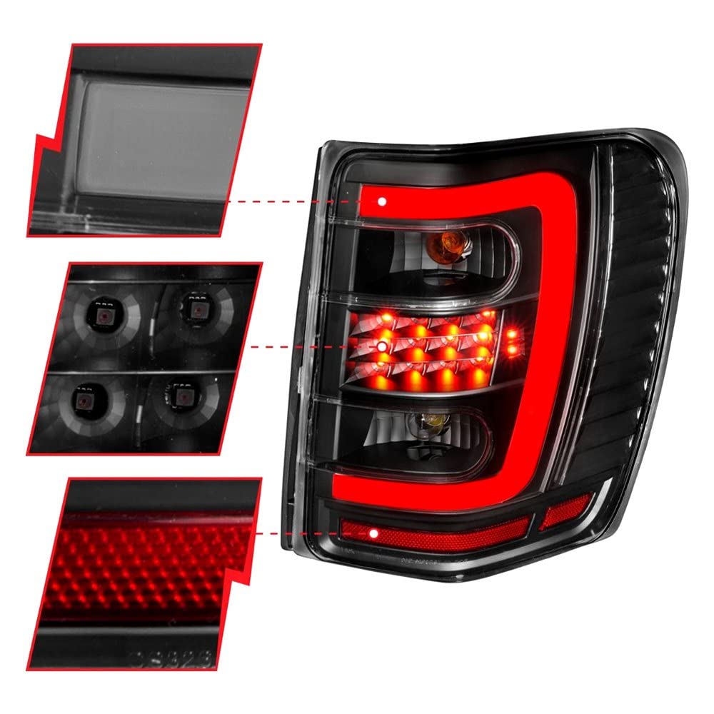1999-2004 Jeep Grand Cherokee ANZO LED Tail Lights w/Light Bar Black Housing Clear Lens (311394)