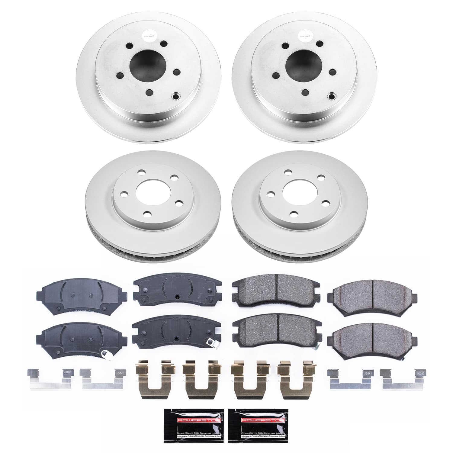 Power Stop CRK9142 Brake Kit For Oldsmobile Silhouette Front and Rear Geomet Coated Brake Rotors and Pads 2002-2004 [Application Specific]