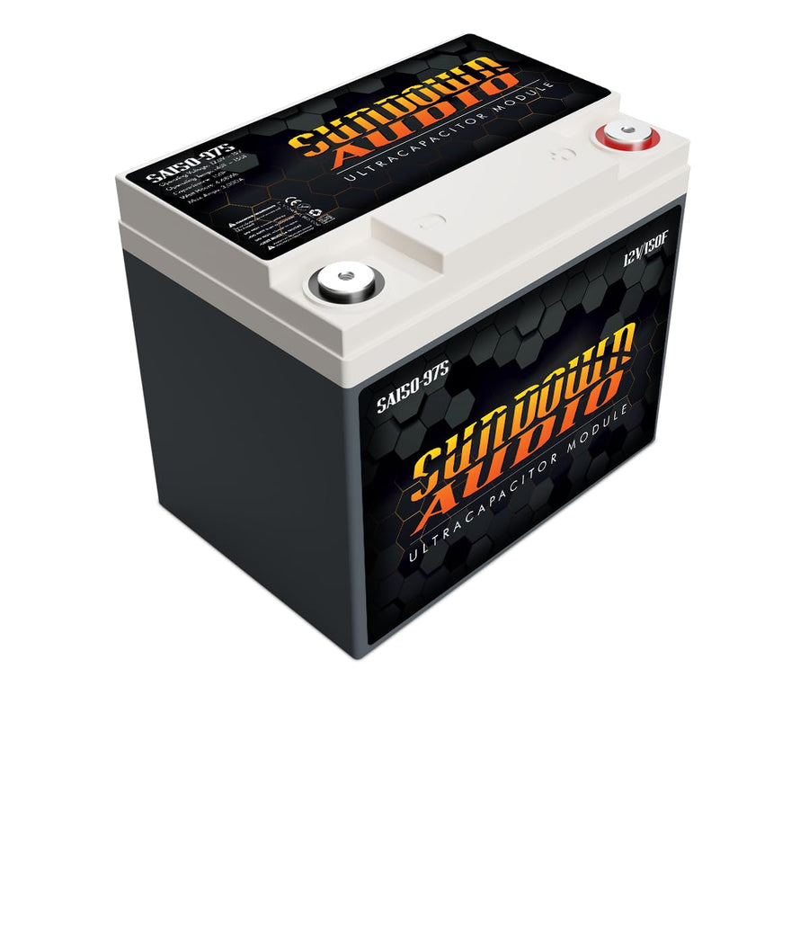 Sundown Audio Ultracapacitor Bank SA150-975 – 12V 150 Farad, 3000A Max Output, 1200W System Support – Instant Power Boost, Extends Battery Life for Car Audio & Start/Stop Vehicles