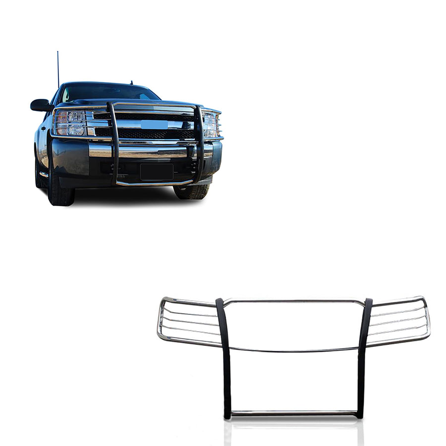 Bumper Guard Black Horse Grille brush Modular Stainless Steel Compatible with 2007-2013 Chevrolet Silverado 1500-17A035700A2MSS