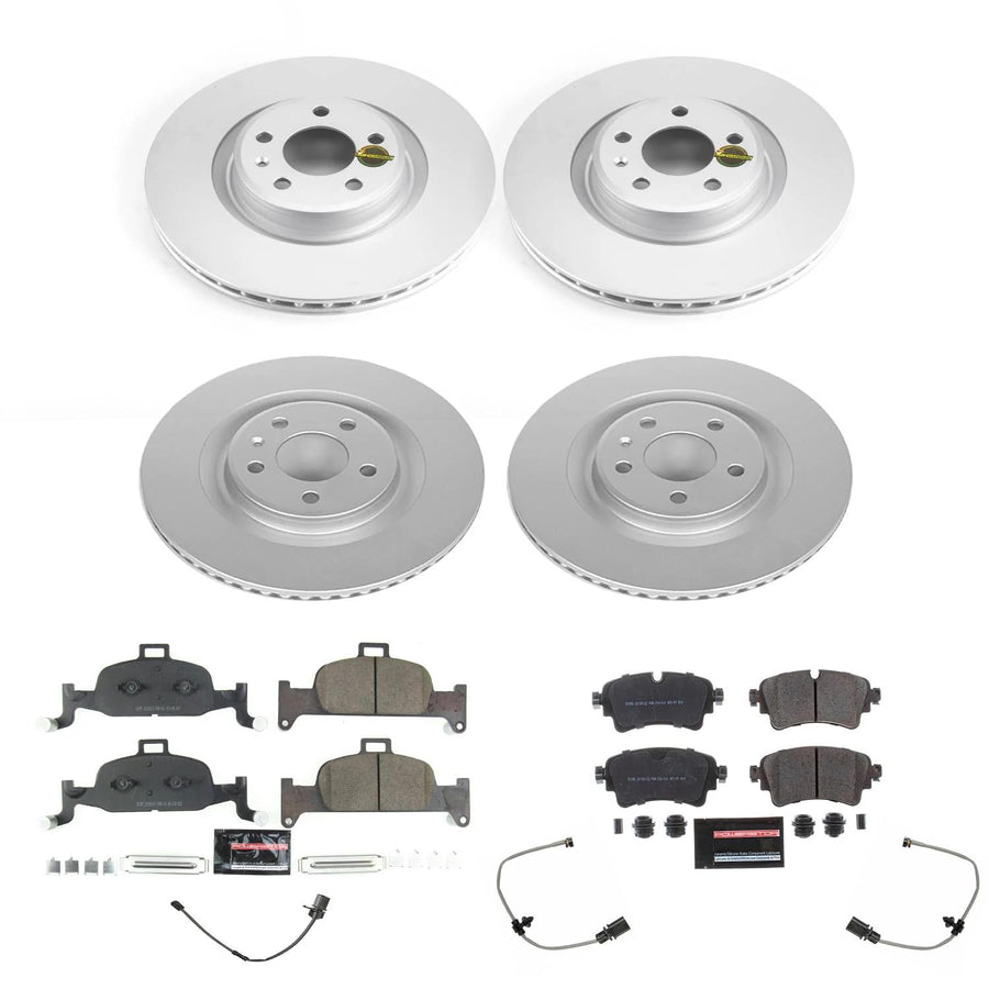 Power Stop Z23 CRK8552 Front and Rear Coated Rotor Kit-Coated Brake Rotors, Carbon Ceramic Pads For Audi Q5 2018-2020 [Model Specific]