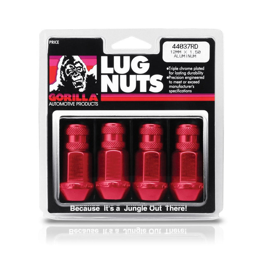 Open End Gorilla Automotive Aluminum Racing Lug Nuts - Red (12mm x 1.25 Thread Size)