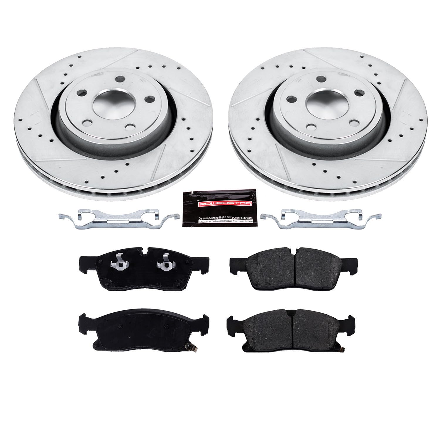 Power Stop K7133 Z23 Carbon Fiber Brake Pads with Drilled & Slotted Brake Rotors Kit