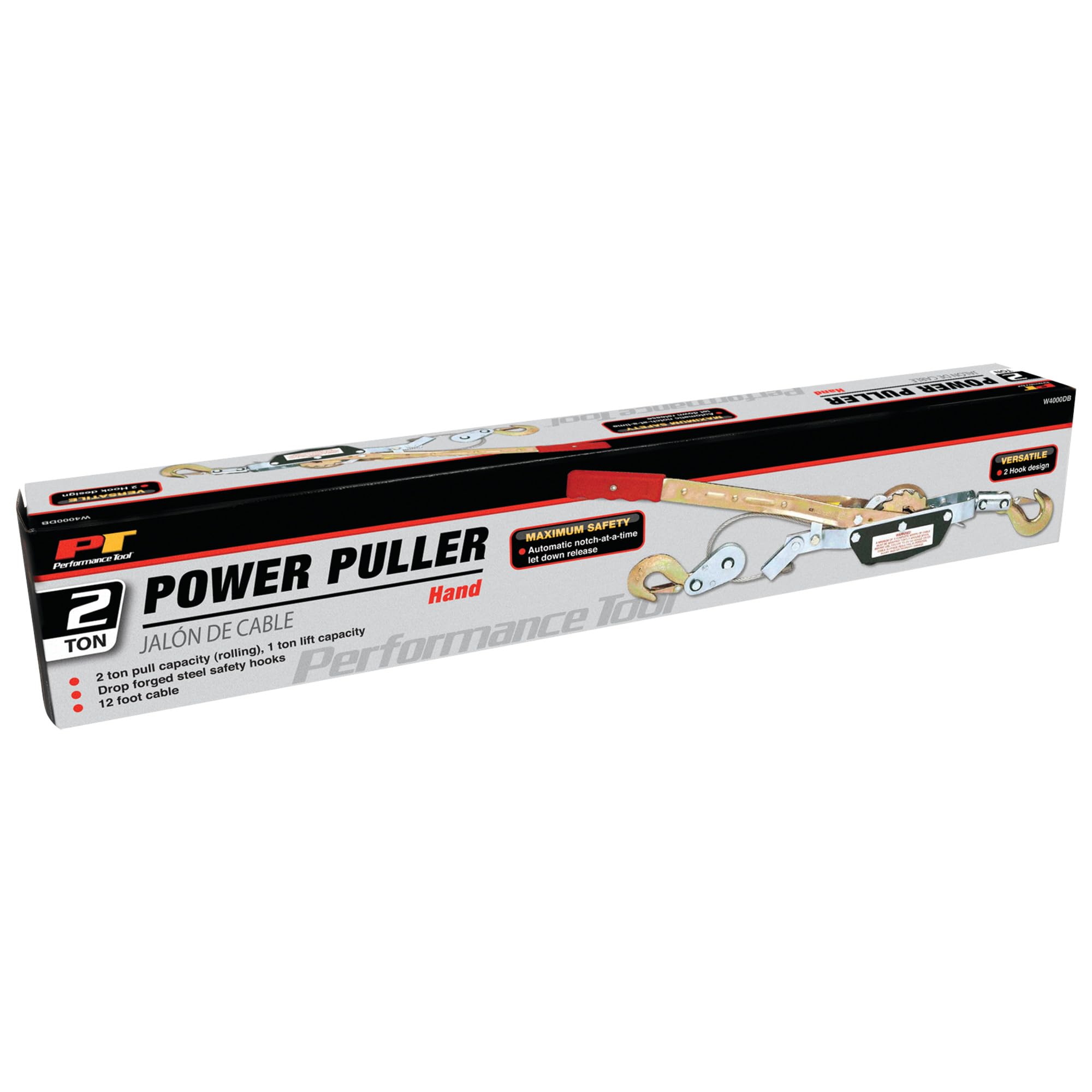 W4000DB Performance Tool Power Puller - 2 Ton Capacity Winch, 12' Aircraft Cable & Automatic Notch For Time Releases
