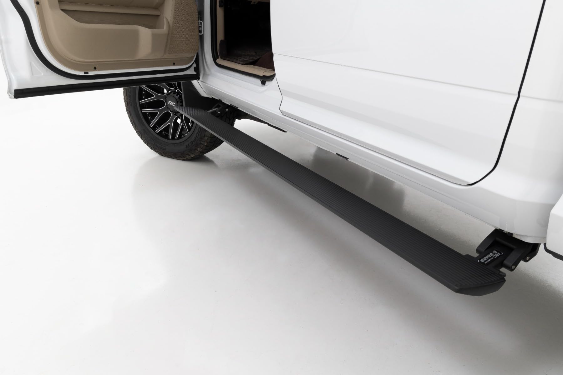 Rough Country Power Running Boards for Crew Cab Ram 2500/3500 (2010-2026) - Dual-Motor Electric Retractable Side Steps with LED Truck Step Lights