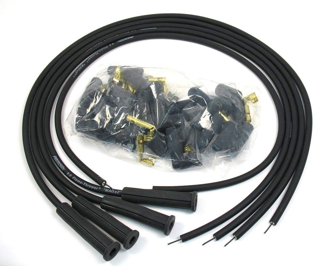 Flame-Thrower Pertronix 804280 Black Universal 180 Degree 8mm 4 Cylinder Spark Plug Wire