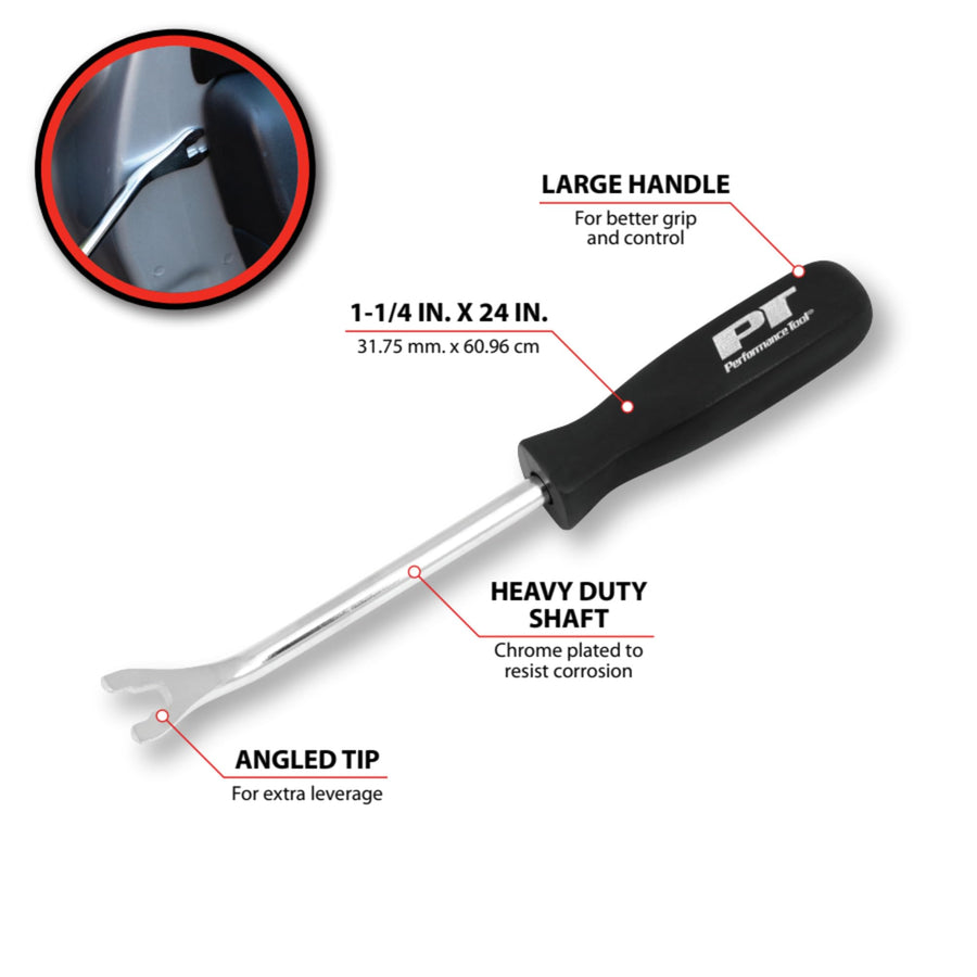 Heavy Duty Performance Tool W80645 Upholstery Panel Removal Tool with Chrome Plated Shaft and Easy Grip Handle for Marring-Free Use