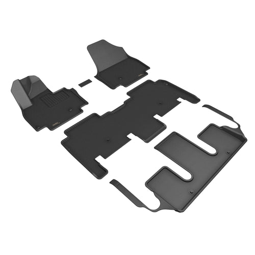 Kagu Floor Mat 3D MAXpider Custom Fit (Black) Compatible with Kia Ev9 6-Seat 2024-2026 - Full Set