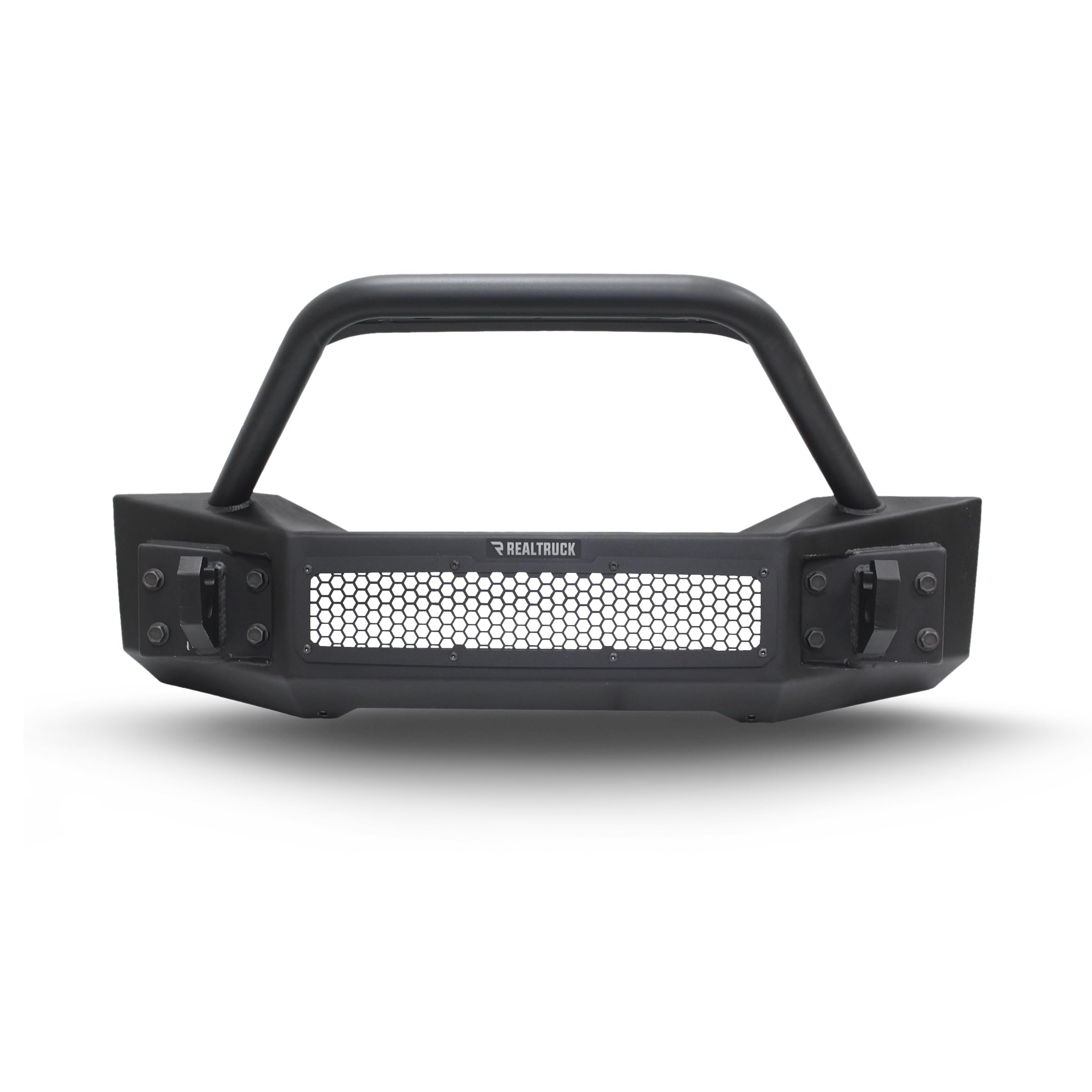 Rockline Go Rhino Stubby Front Bumper w/ Overrider | Galvanized Steel, Textured Black | 331101T | Fits 2007 - 2024 Jeep Wrangler JL, JLU, JK, JKU, Gladiator JT, 2-Door or 4-Door